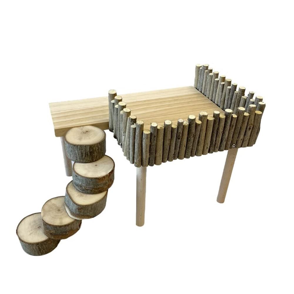 Garvee, supporto in legno per gabbia per criceti, per arrampicarsi e giocare, doppio pavimento