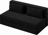 Garvee Divano Letto Pieghevole 203,2 cm Singolo con Cuscino, Schienale Regolabile, Schiuma Alta Densità, Tessuto Lino, Facile da Pulire, Spazi Ridotti, Colore Naturale - Black