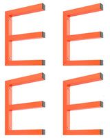 Porta-legname Garvee 4 Pezzi in Acciaio Pesante con 3 Ripiani Capacità 544 kg Verniciatura Resistente Montaggio a Parete per Garage e Laboratorio Nero - Orange