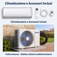 Garvee Climatizzatore Split 9000 BTU/h Bianco Con Controllo App Silenzioso Efficienza A++ Per Casa