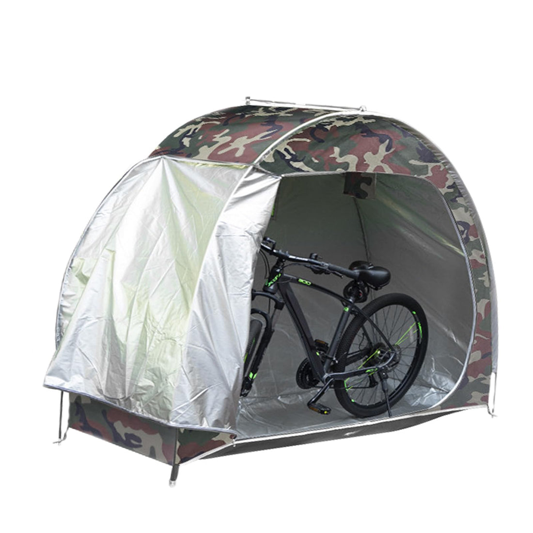 Garvee Fahrradschuppen 210D Oxford Gewebe Wasserabweisend Mit Türen Für 2-3 Fahrräder Outdoor Lagerzelt 195x81x163 cm Silber