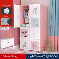 Garvee Armadio Modulare per Bambini, Fai da Te, Robusto, Salvaspazio, Rosa, 75x47x147cm, per Camera da Letto e Corridoio