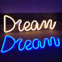 GARVEE Dream Neon Sign LED USB Powered Applique Luce notturna Decorazione Camera da letto Bar Matrimonio, 39x13,5 cm