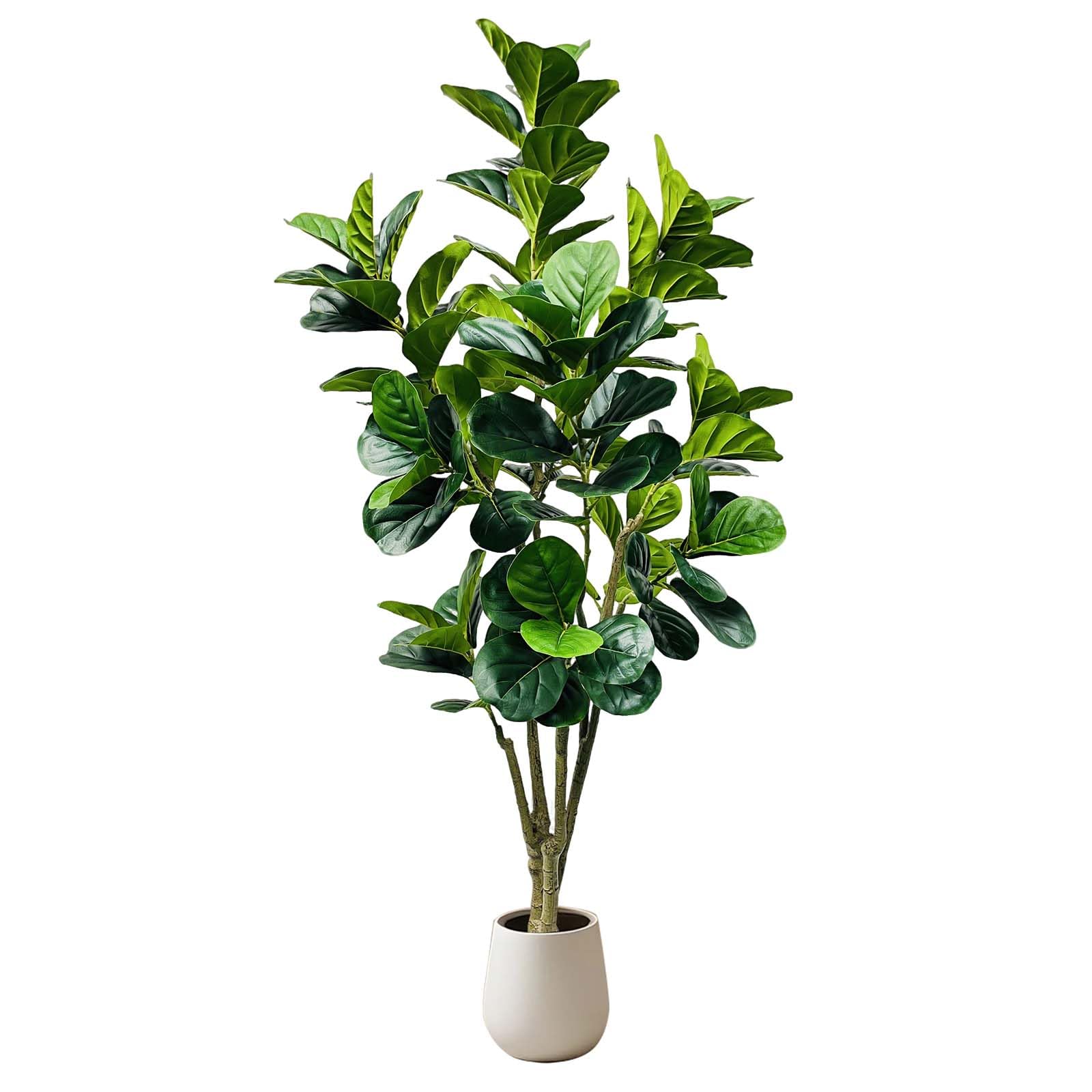 Garvee Grande albero di Banyan artificiale 180 cm con decorazione in vaso bianco per uso interno ed esterno Verde