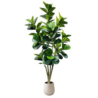 Garvee Grande albero di Banyan artificiale 180 cm con decorazione in vaso bianco per uso interno ed esterno Verde