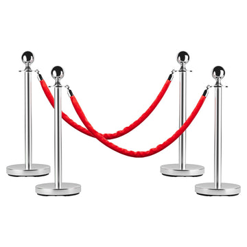 Pali in acciaio Garvee da 5 piedi con corde di velluto: elegante barriera per eventi, feste e funzioni