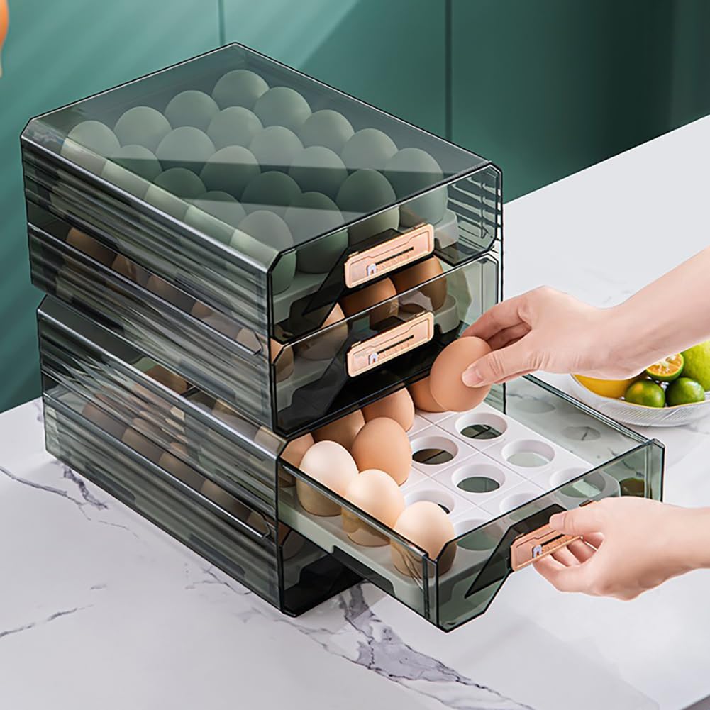 Contenitore per uova Garvee, 2 livelli, tipo cassetto, trasparente, 40 uova, organizzazione della cucina