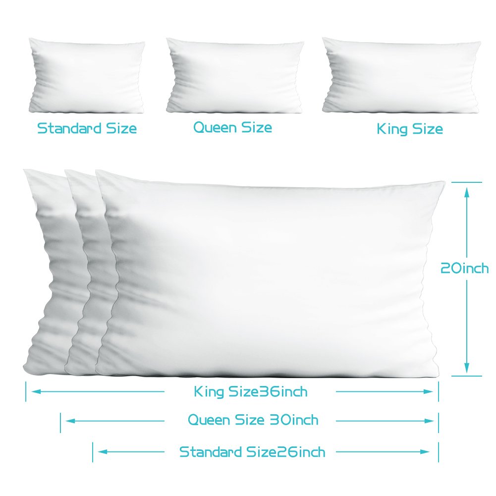Set di federe Garvee da 4 pezzi in 100% cotone egiziano, chiusura con cerniera, ipoallergenico, matrimoniale, traspirante, resistente, per camera da letto