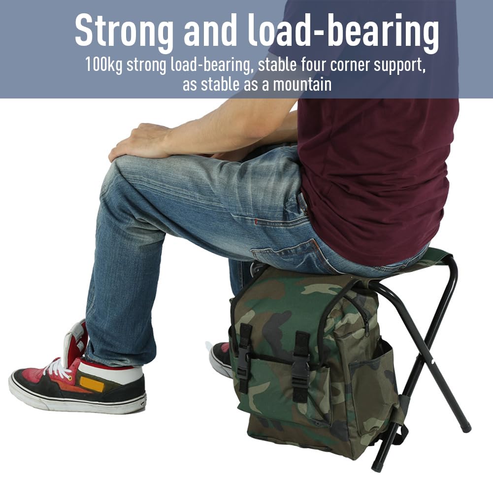 Sedia portatile da zaino Garvee per alpinismo, sedia da pesca pieghevole, capacità di carico 100 kg, tessuto Oxford, campeggio, escursionismo, viaggio