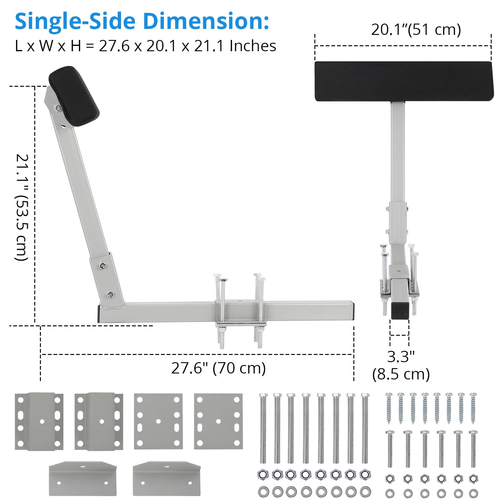 Guida per rimorchi per barche Garvee 2 persone da 20 pollici in acciaio flessibile e robusto con rivestimento in moquette per rimorchi con canale a C con trave alta, caricamento sicuro