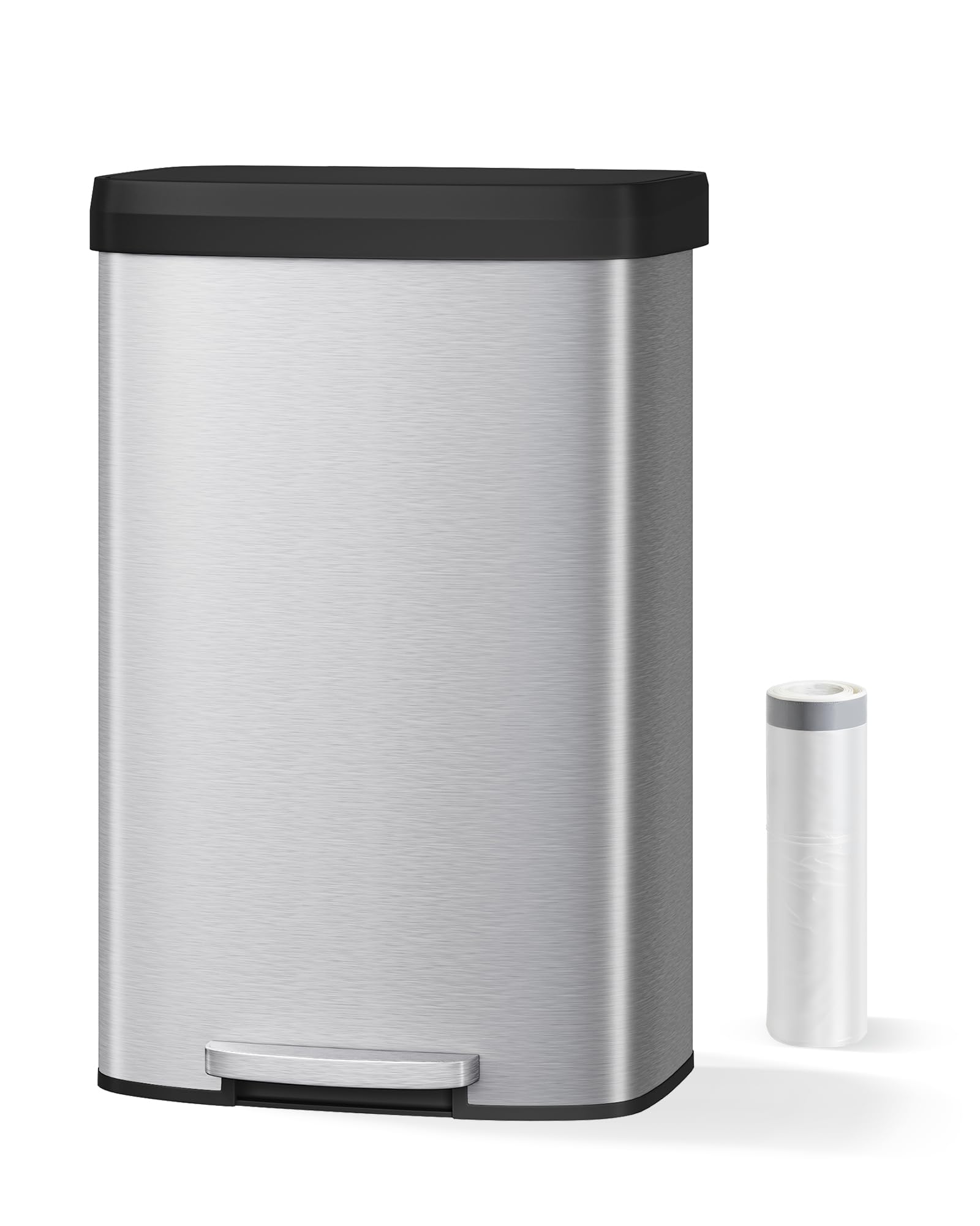 Pattumiera Garvee in acciaio inox da 21 galloni/80 litri con coperchio per cucina e ufficio, argento, antiruggine, chiusura ammortizzata, compatta