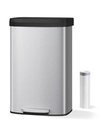 Pattumiera Garvee in acciaio inox da 21 galloni/80 litri con coperchio per cucina e ufficio, argento, antiruggine, chiusura ammortizzata, compatta