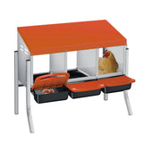Nido per galline Garvee a 3 fori, in metallo con vassoio rimovibile, per cortile e giardino, antiruggine, facile da pulire - Arancione