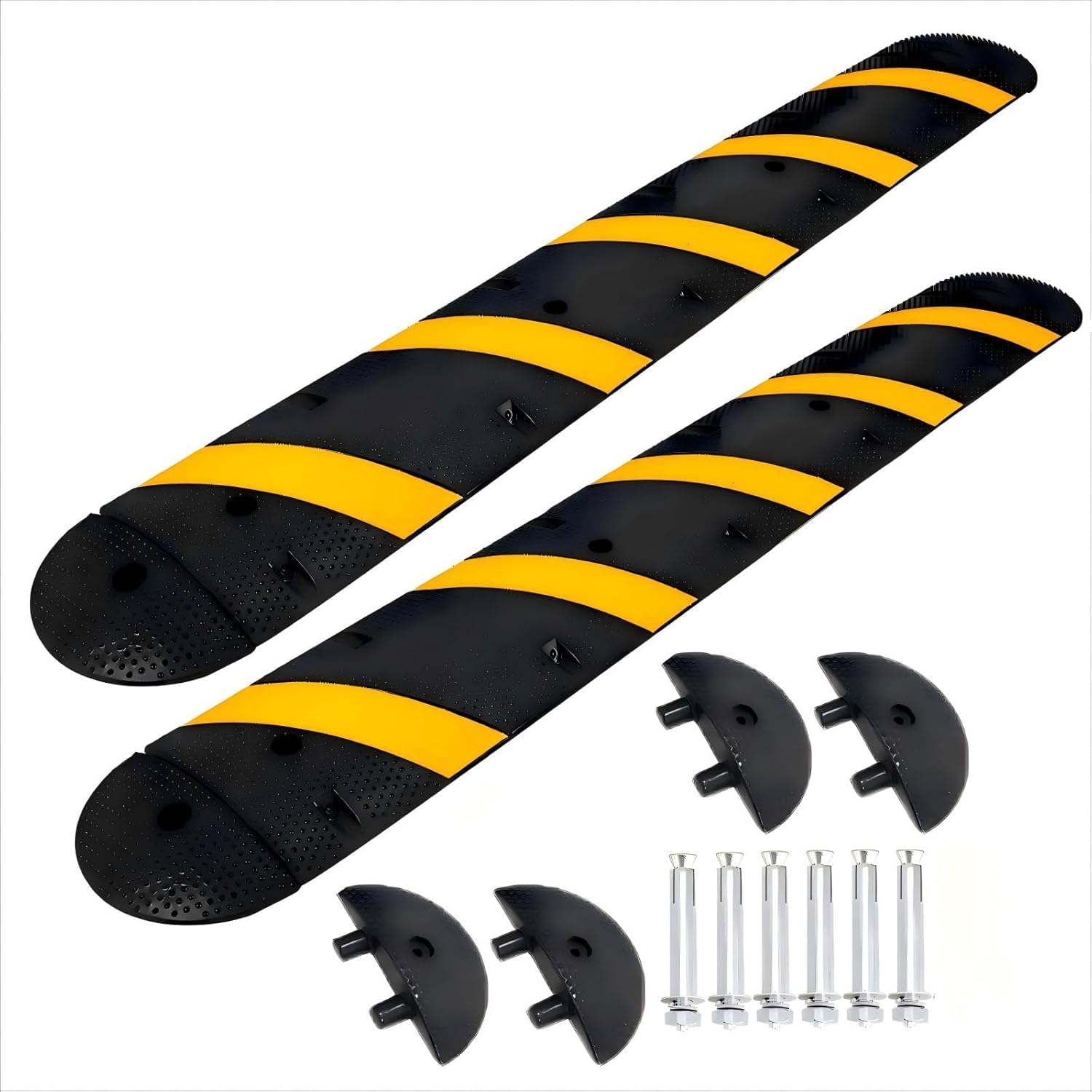 Dossi Rallentatori Gomma Garvee Cable Bridge 6 Piedi*2 con 8 Bulloni - Ideale per Strade, Parcheggi, Scuole | Carico 66000 lb Giallo