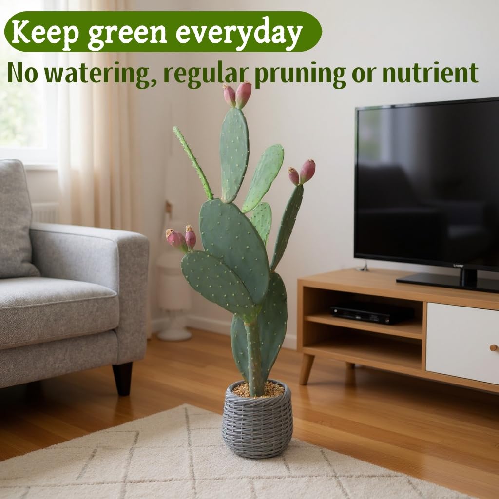 Cactus artificiale Garvee da 42 pollici, materiale EVA, facile da pulire, vaso in PP con riempimento in cemento, decorazione per interni/esterni, verde realistico