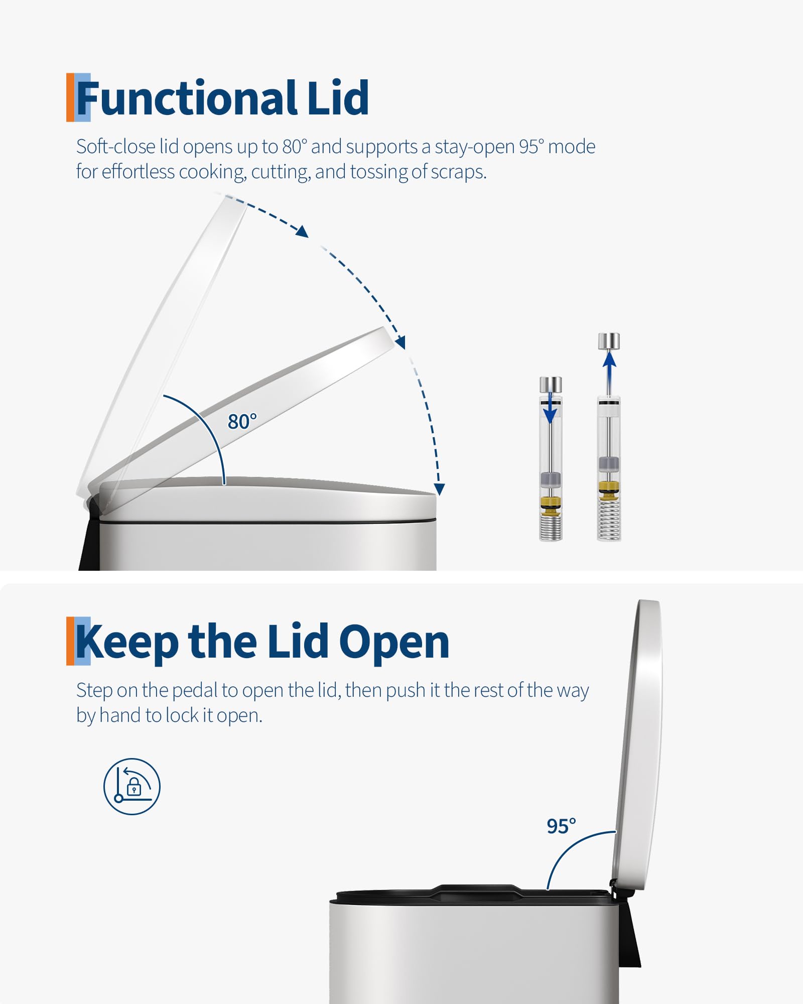 Pattumiera in metallo Garvee da 2,6 galloni/10 litri con coperchio, sottile, impermeabile per camera da letto e ufficio, cestino interno, maniglia, chiusura silenziosa
