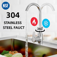 Lavello multiuso in acciaio inox Garvee da 28 pollici con vasca singola, bocca girevole a 360°, vano portaoggetti per cucina e giardino, robusto e antiruggine, argento