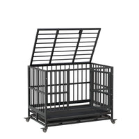 Garvee Heavy Duty Dog Crate 37 pollici con doppia porta, ruote girevoli a 360°, metallo, pieghevole, per cani di piccola e grande taglia, per interni