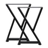 Gambe per tavolo in metallo Garvee, a forma di X, 2 pezzi, portata 200 kg, H71 cm, verniciatura a polvere antiruggine, aspetto industriale, nero - Nero