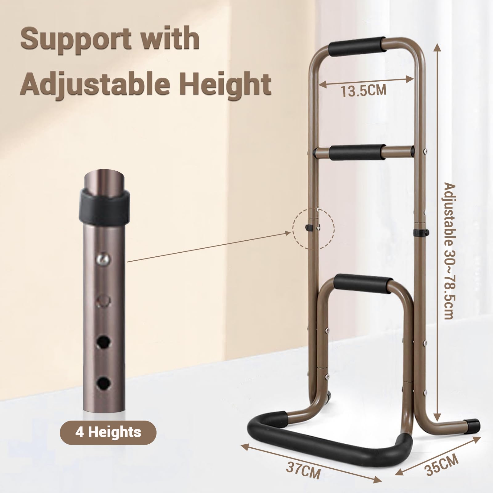 Supporto mobile per stare in piedi Garvee con 3 maniglie: stabile, regolabile, in metallo, ideale per anziani e persone con disabilità