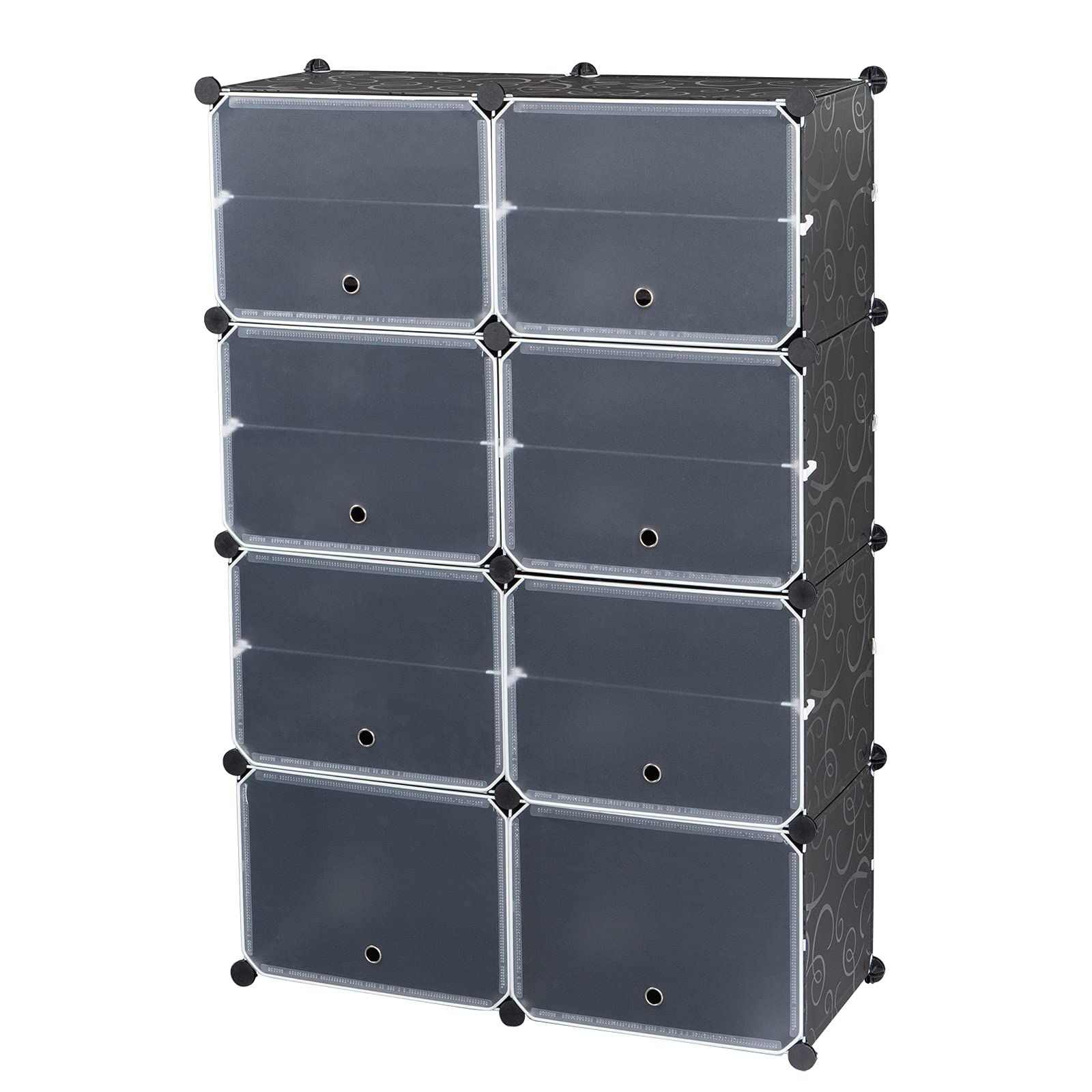 Scarpiera in plastica Garvee con 8 scomparti e 14 griglie per corridoi, camere da letto e ingressi, nera, salvaspazio