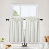 Garvee Tende da caffè corte impermeabili in PVC per cucina e bagno, 2 x 30x91,4 cm, semitrasparenti, texture in rilievo - Beige