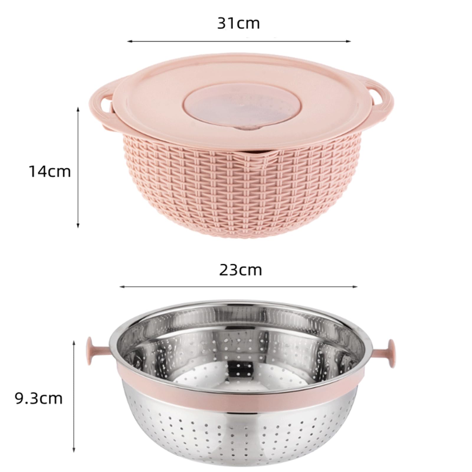 Colador 4 in 1 in acciaio inox con doppio strato rotante, Rebanadores integrati, multifunzionale per cucina, blu settentrionale