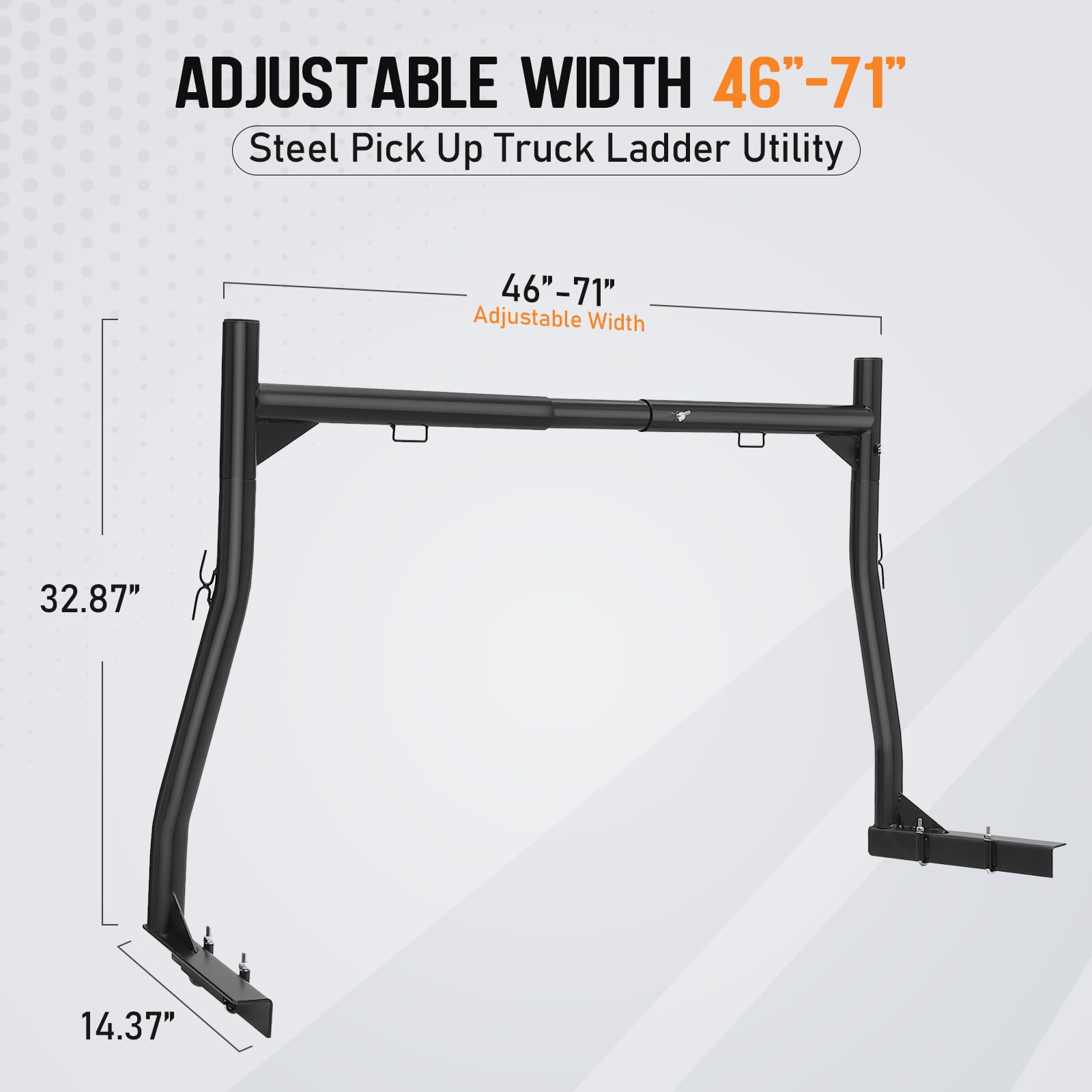 Portascale per camion Garvee regolabile e resistente in acciaio, capacità 800 libbre, espandibile senza forare, nero, per pick-up, trasporto all'aperto