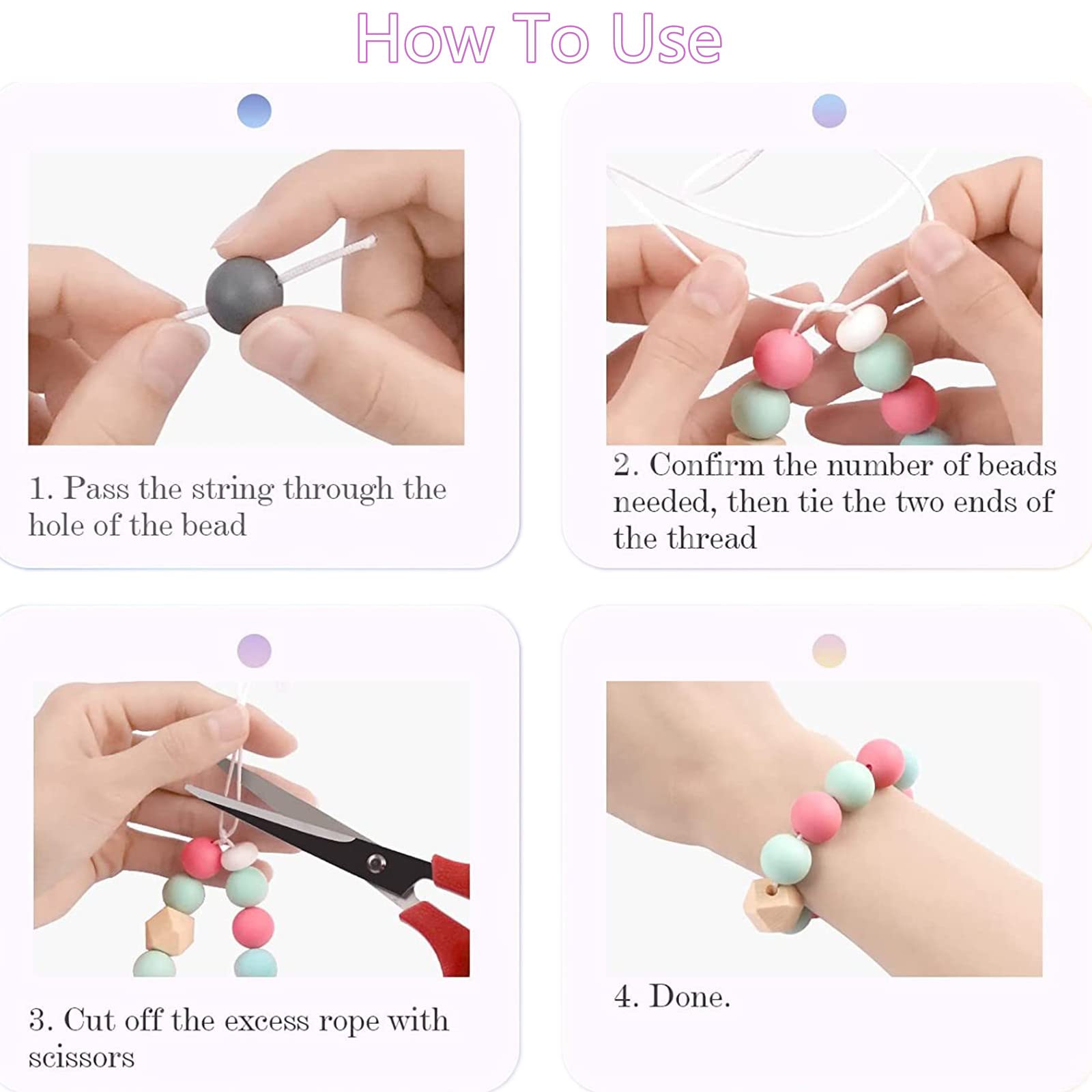 Garvee - Set fai da te di perline in silicone da 100 pezzi, forme rotonde e sfaccettate colorate per la creazione di gioielli, versatili, robuste, fatte a mano