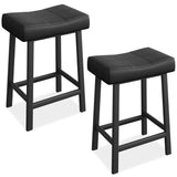 Set di 2 sgabelli da bar Garvee, 24 pollici, seduta imbottita, ergonomici, in similpelle, struttura in metallo robusto, neri, per isola cucina - nero