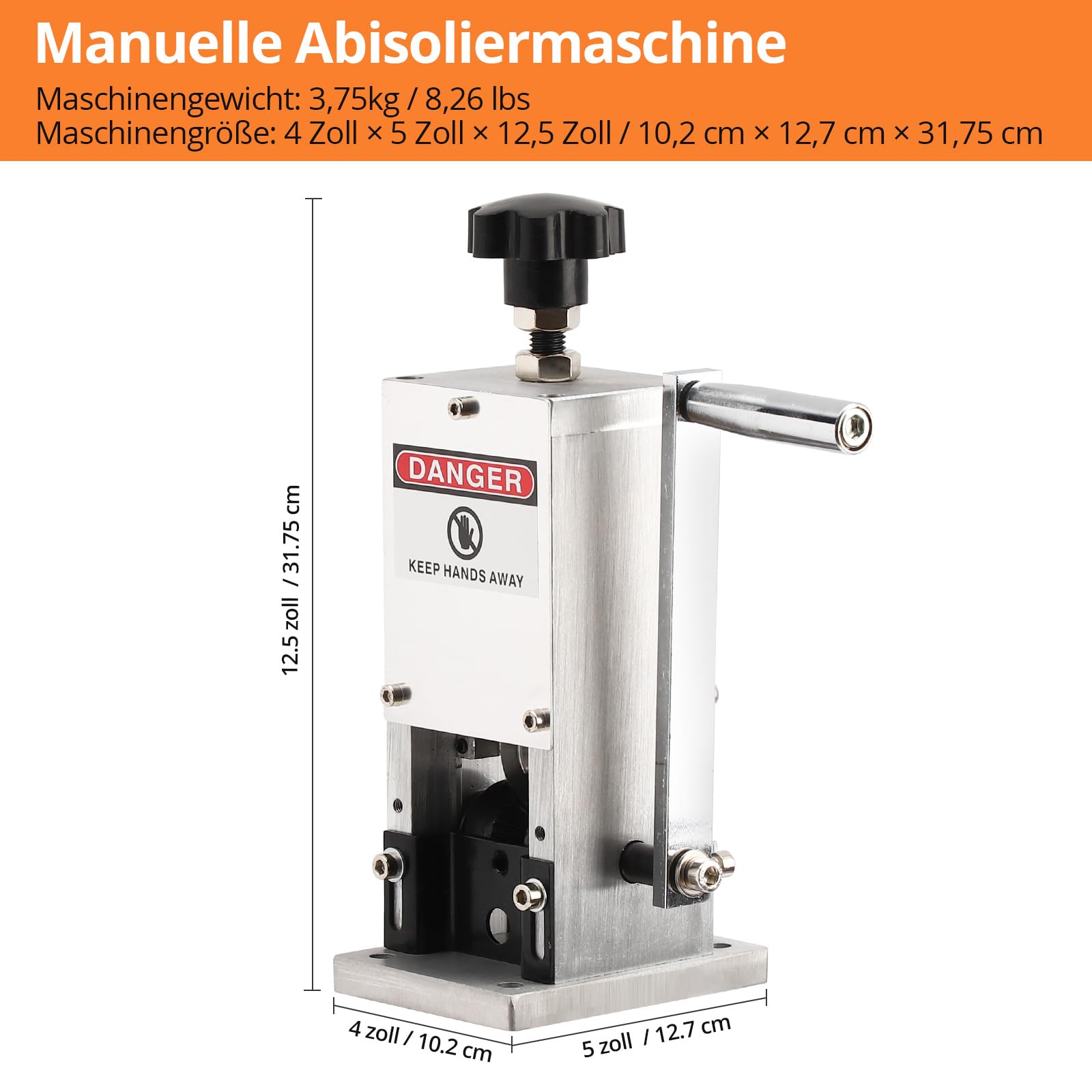 Macchina spelafili GARVEE, diametro spelafili 1,5-25 mm, macchina spelafili professionale per il riciclaggio, lega di alluminio, manovella, portatile
