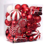 Set di palline di Natale Garvee da 65 pezzi, infrangibili, in plastica rossa e bianca, per decorazioni interne ed esterne