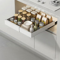 Garvee Organizer per cassetti estensibile, robusto e silenzioso, in acciaio al carbonio, regolabile senza attrezzi, per cucina e bagno, 42-68 cm, nero profondo