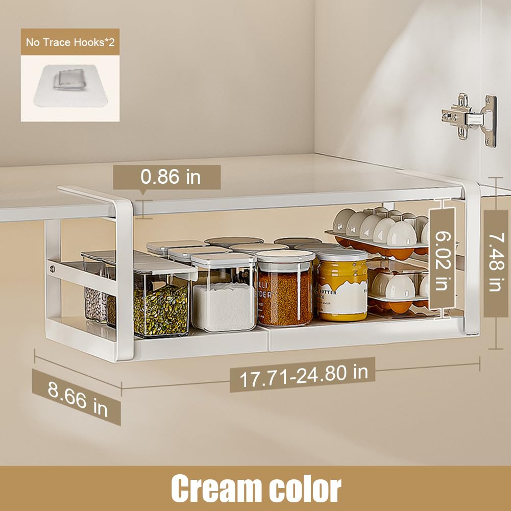 Ripiano espandibile sottopensile Garvee – Regolabile, in metallo, robusto, per cucina e ufficio (10,6-24,8 pollici), bianco