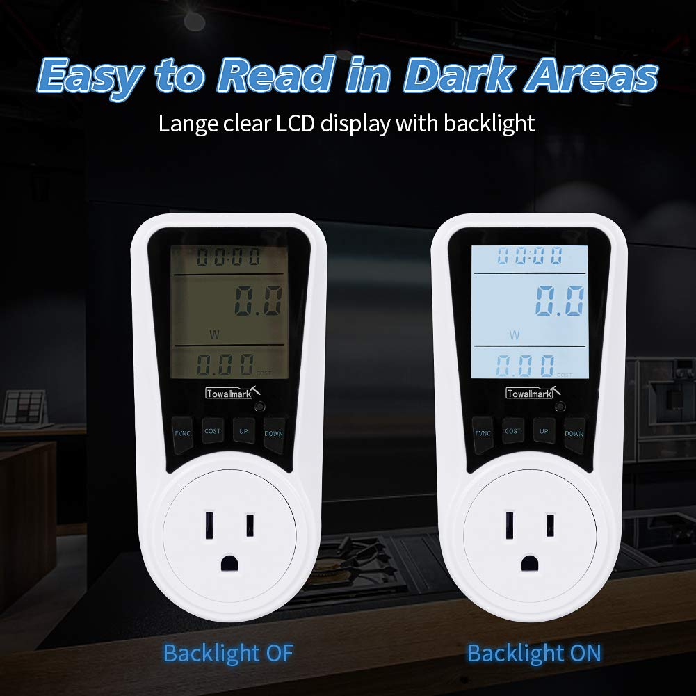 Misuratore Consumo Energetico Garvee LCD 3680W per Festa del Papà - Protezione Sovraccarico, Compatto, Display Illuminato