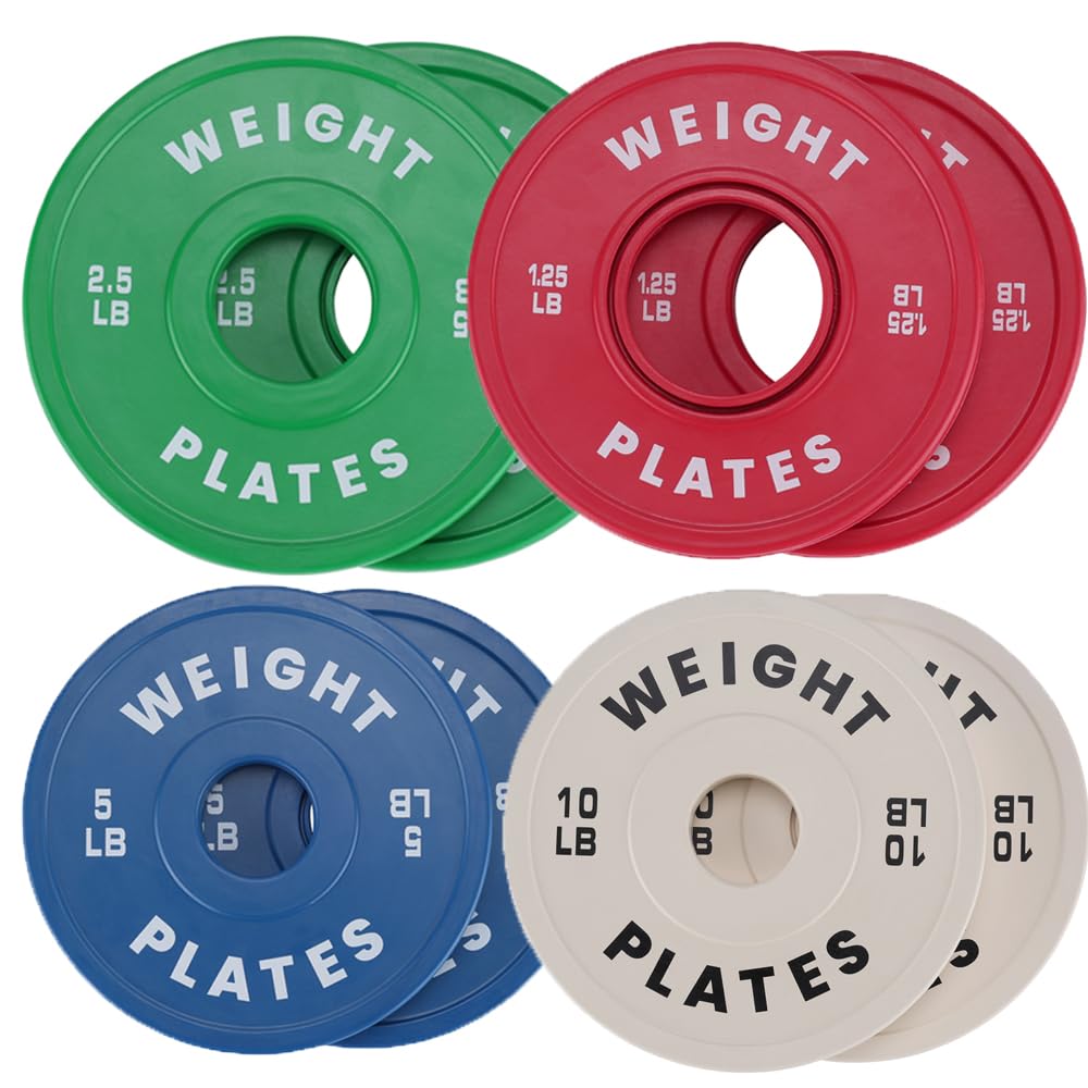 Set di dischi di peso frazionari Garvee da 1,25 a 37,5 libbre, rivestiti in gomma e acciaio, per casa e palestra, standard da 2", codice colore