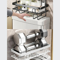 Scaffale portaoggetti sopra il WC Garvee, 1 ripiano, non necessita di foratura, per bagni e piccoli spazi, salvaspazio, robusto, design a griglia