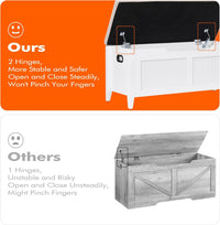 Panca contenitore Garvee da 39,4" con cuscino, cerniere di sicurezza, cassapanche, truciolato, bianco, per corridoio e soggiorno