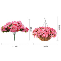 Garvee Set di fiori di bouganville artificiali con cesto per giardino e terrazza, rosa, resistente ai raggi UV, resistente alle intemperie