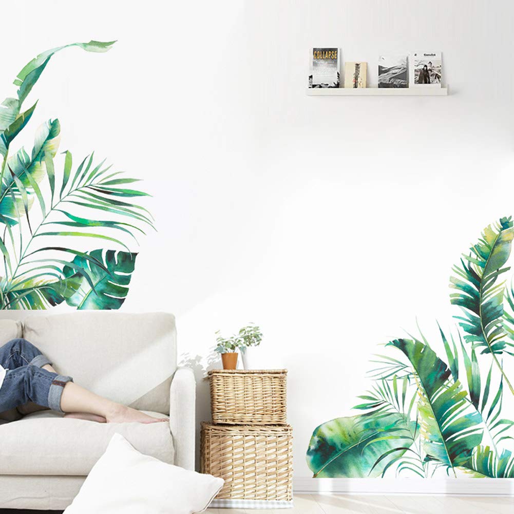 Adesivi murali Garvee Green Plant Foglie tropicali PVC autoadesivo per soggiorno Ufficio 30x90cm Design moderno
