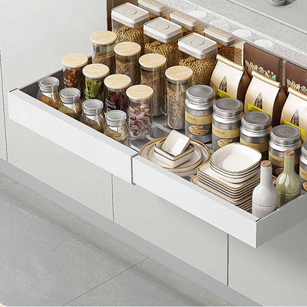 Garvee Organizer per cassetti, resistente, estensibile, in acciaio al carbonio, regolabile, per cucina e bagno