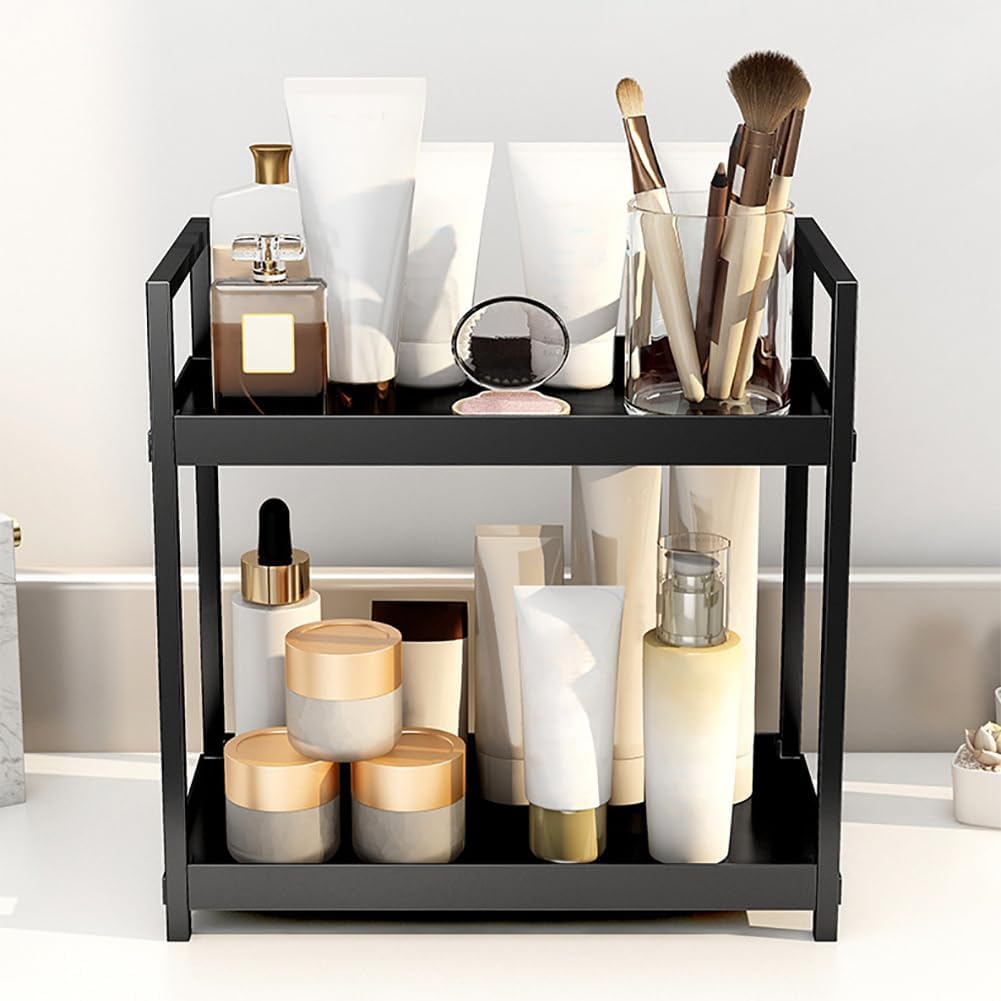 Scaffale Garvee a 2 ripiani per cucina e bagno in ferro e PP per cucina, bagno e soggiorno, robusto, versatile, facile da installare