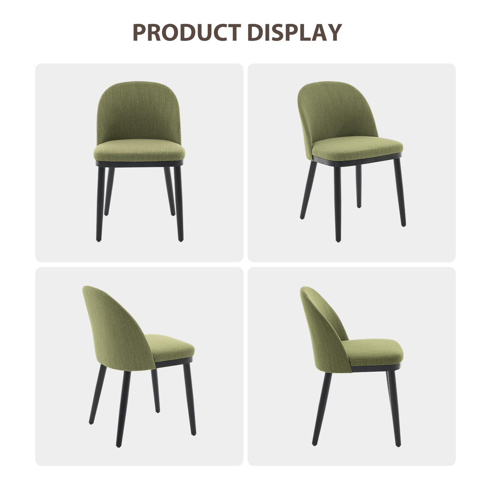 Garvee Modern Dining Chair Set di 2 sedie da pranzo moderne con seduta imbottita in lino, schienale semi-schienale, struttura in legno, piedini regolabili, sala da pranzo verde