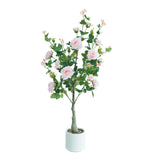 Garvee Albero di Rose Artificiali 1,20m Realistico Senza Cura Plastica e Seta Decorazione Interni ed Esterni Soggiorno e Ufficio