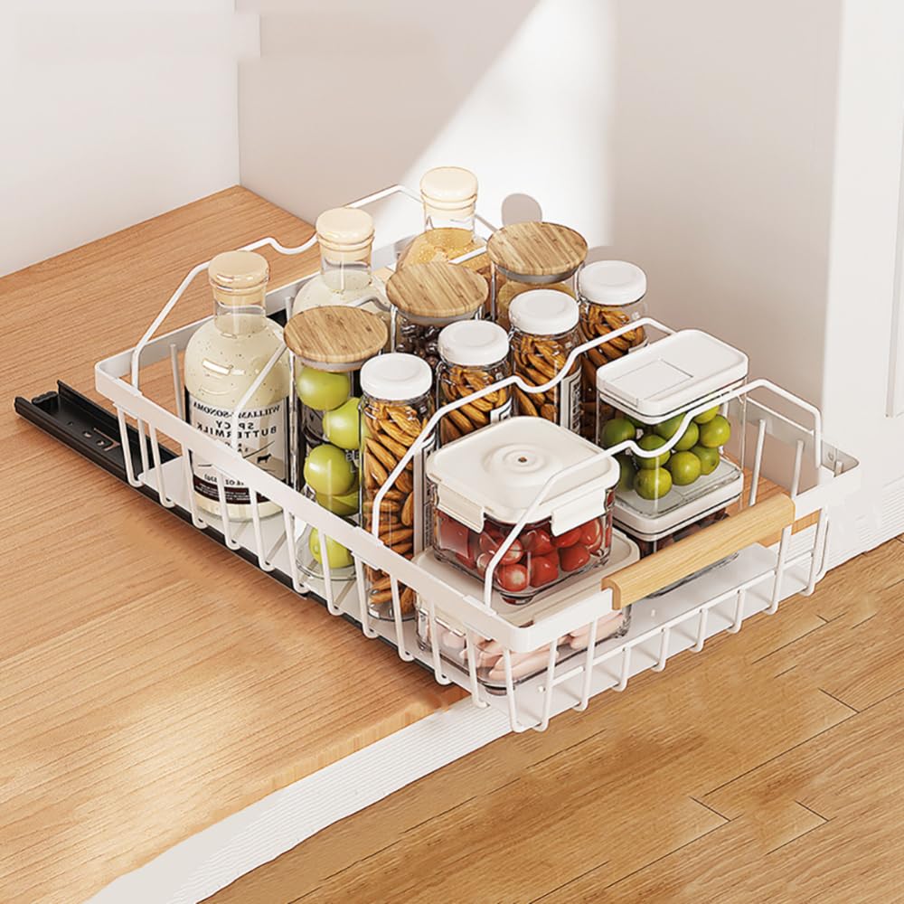 Garvee Extra Cabinet Organizer, Cassettiera robusta, Non necessita di foratura, Ripiano da cucina pieghevole in metallo, Salvaspazio per la dispensa