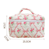 Garvee Borsa per il trucco da 3 pezzi (L+M+S) Piccola borsa per cosmetici da donna, da viaggio, all'aperto, con fiori rosa