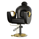Garvee Sedia da Barbiere Reclinabile Idraulica Regolabile Nero & Oro per Salone e Spa con Base Girevole 360° e Schiuma ad Alta Densità - Nero & Oro