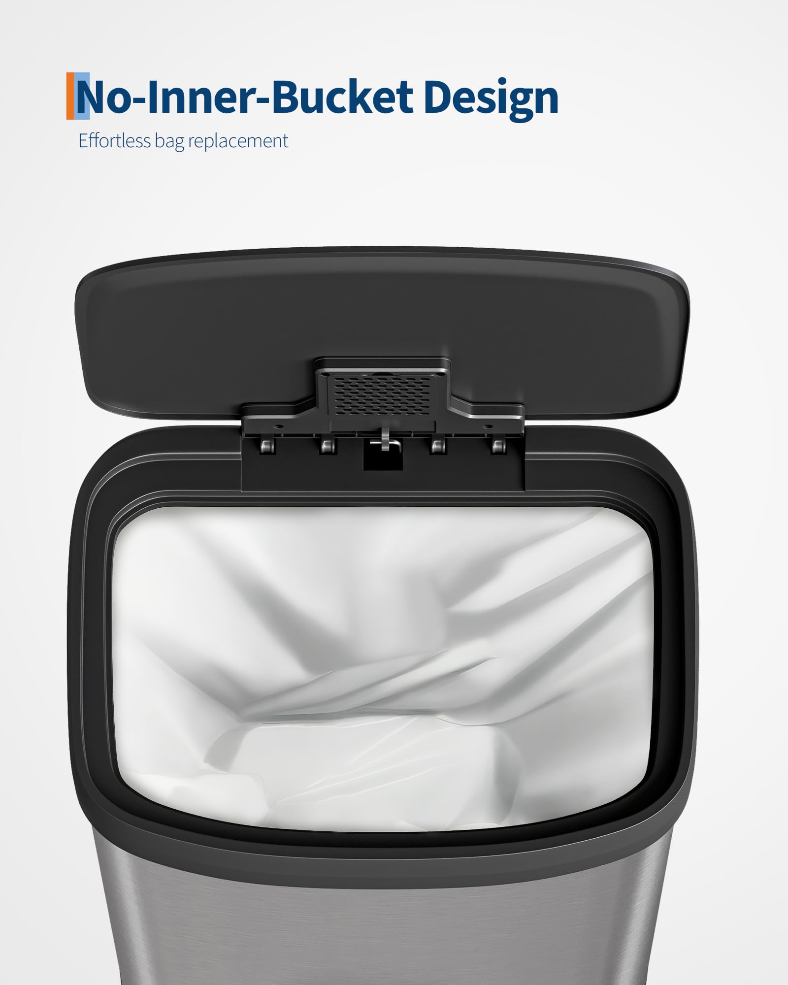 Pattumiera Garvee in acciaio inox da 21 galloni/80 litri con coperchio per cucina e ufficio, argento, antiruggine, chiusura ammortizzata, compatta