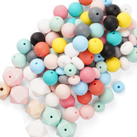 Garvee - Set fai da te di perline in silicone da 100 pezzi, forme rotonde e sfaccettate colorate per la creazione di gioielli, versatili, robuste, fatte a mano