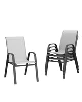 Garvee Set 4 Sedie da Giardino Stackabili in Textilene e Metallo, Resistenti a Ruggine e Intemperie, Ideali per Patio, Balcone e Giardino, Nero - Black Spray + Gray 2*1 Textilene 4 European